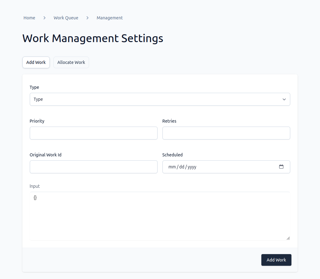 Add work form
